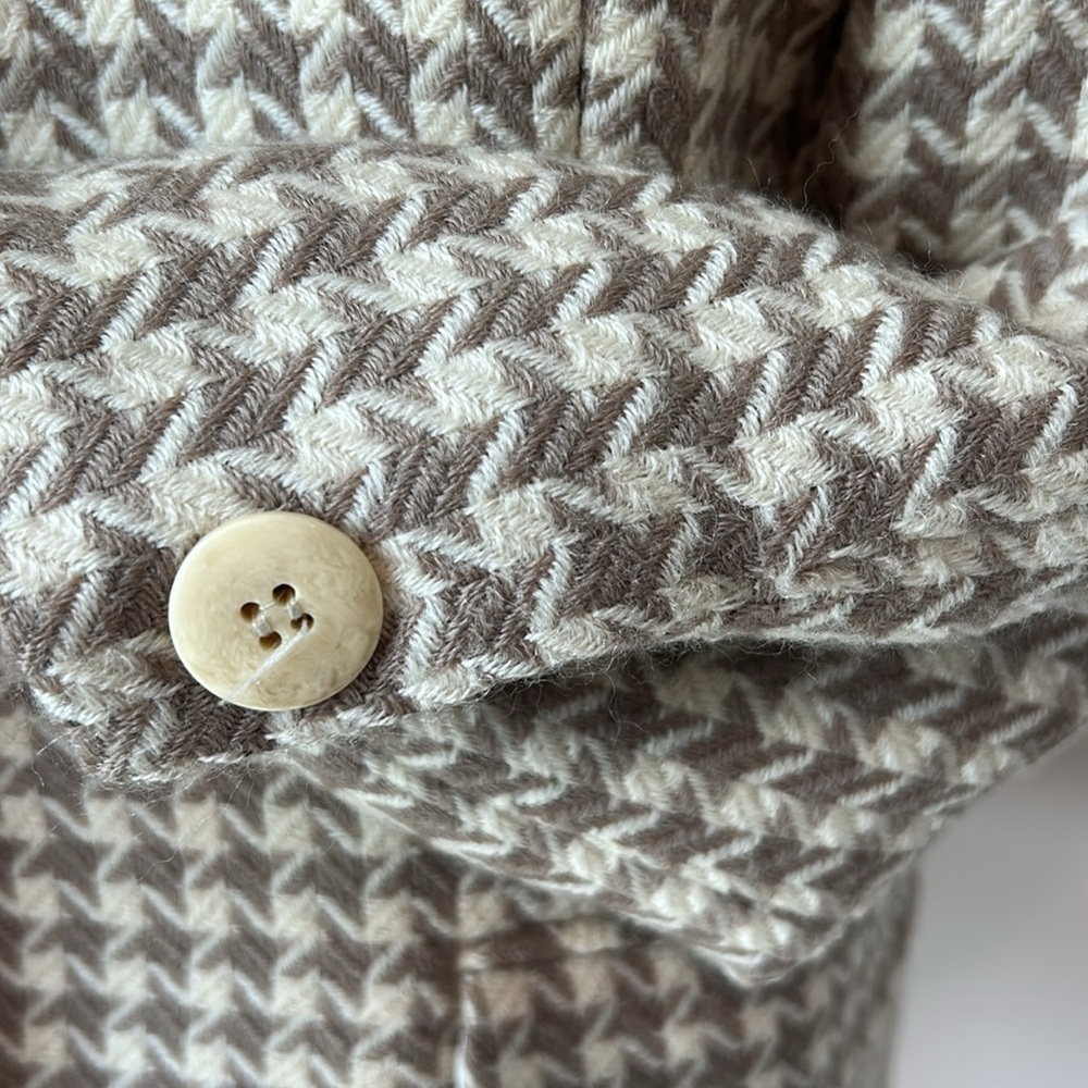 Vintage Prophecy cream taupe houndstooth long sleeve blazer jacket - Picture 7 of 14